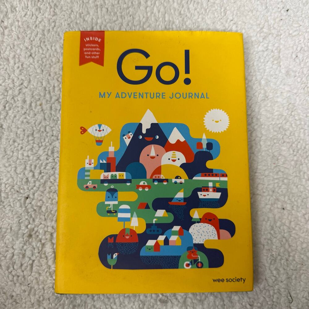 NEW Go! My Adventure Journal Wee Society Travel Yellow Book Stickers Postcards